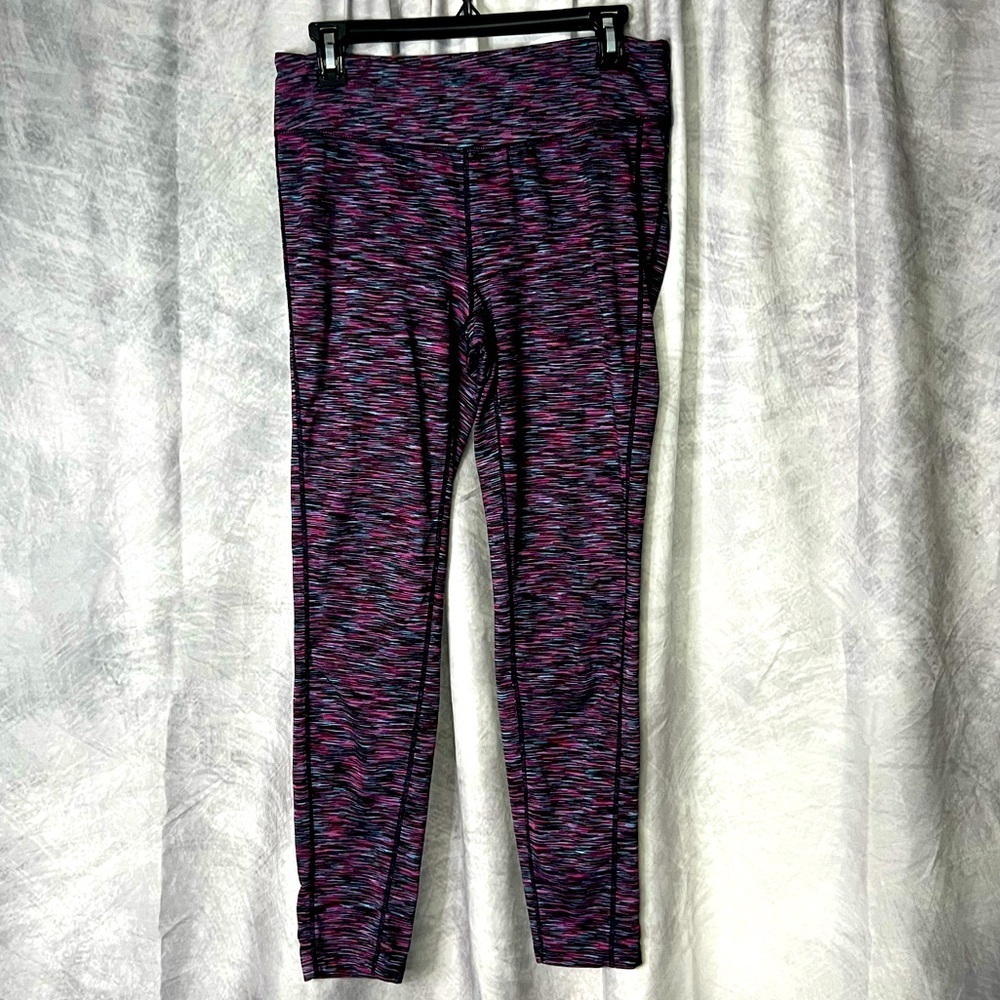 Tangerine Purple, Blue and Black Space Dye Multicolor Leggings - size Medium